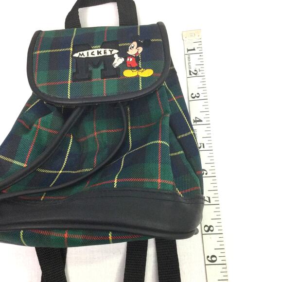 Mickey Unlimited Disney 90s Embroidered Vintage Plaid Flap Cinch Mini Backpack main image 11
